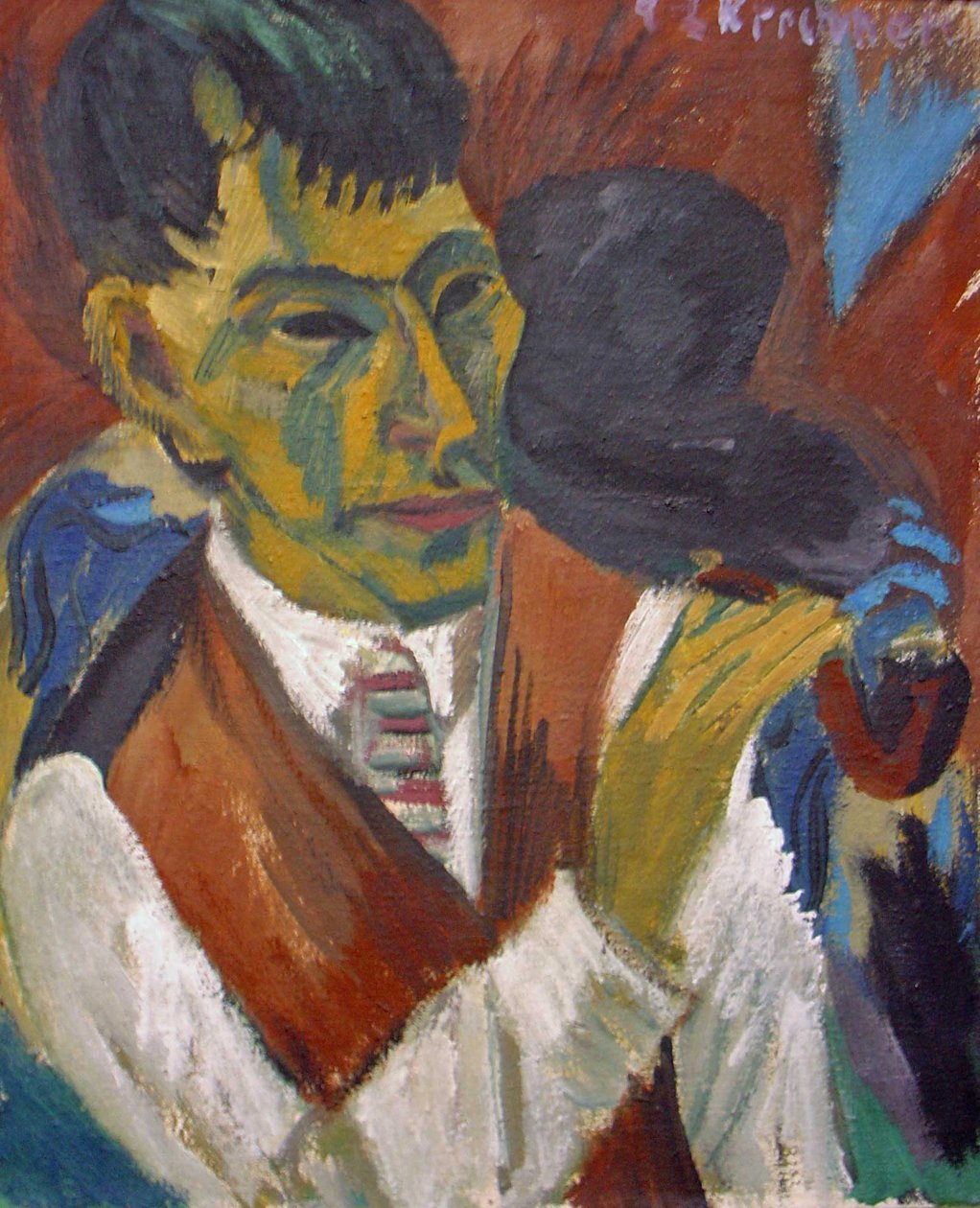 Portret Otto Muellera z fajką autorstwa Otto Mueller