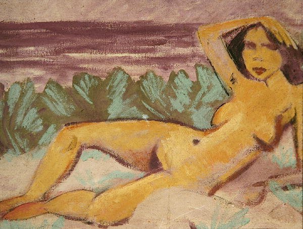 Reclining Nude, c.1914 (patrz 178118 dla recto) autorstwa Otto Mueller