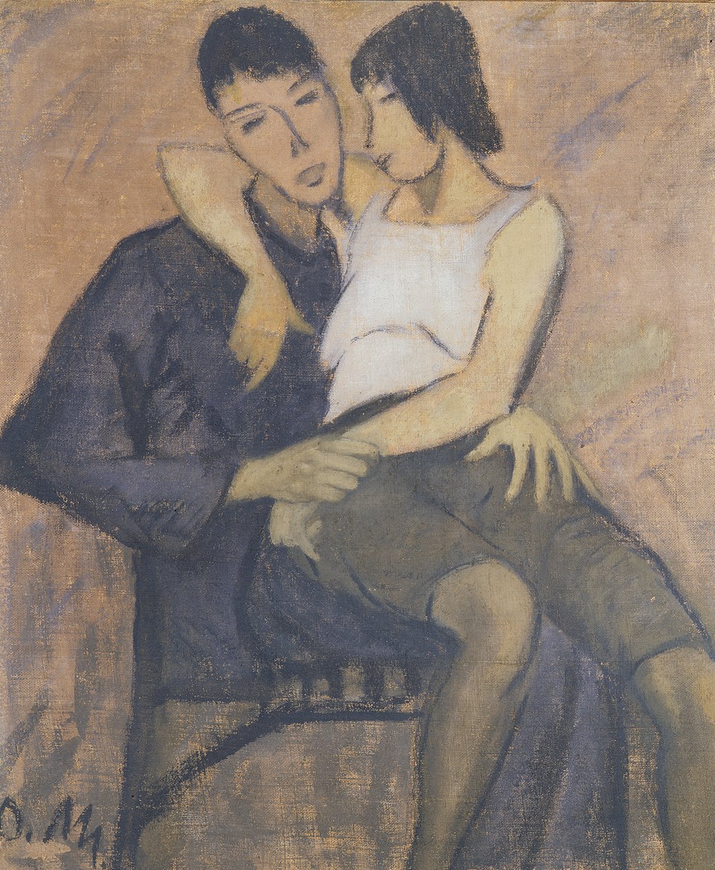Siedząca para, 1920 (olej na płótnie) autorstwa Otto Mueller