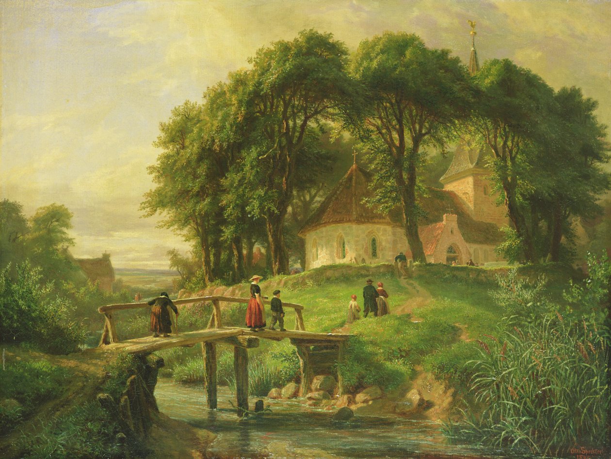 Idąc do kościoła w Alt-Rahlstedt, 1861 autorstwa Otto Speckter