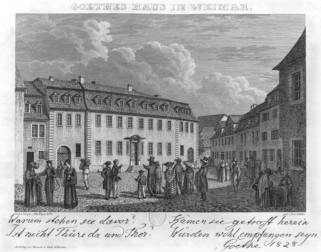 Dom Johana Wolfganga von Goethego (1749-1832) w Weimarze, rycina Ludwiga Schutze (1807-72) 1827-28 autorstwa Otto Wagner
