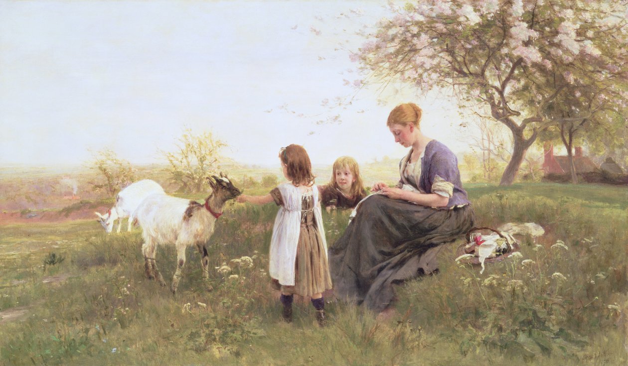 Karmienie kóz, 1870 autorstwa Otto Weber