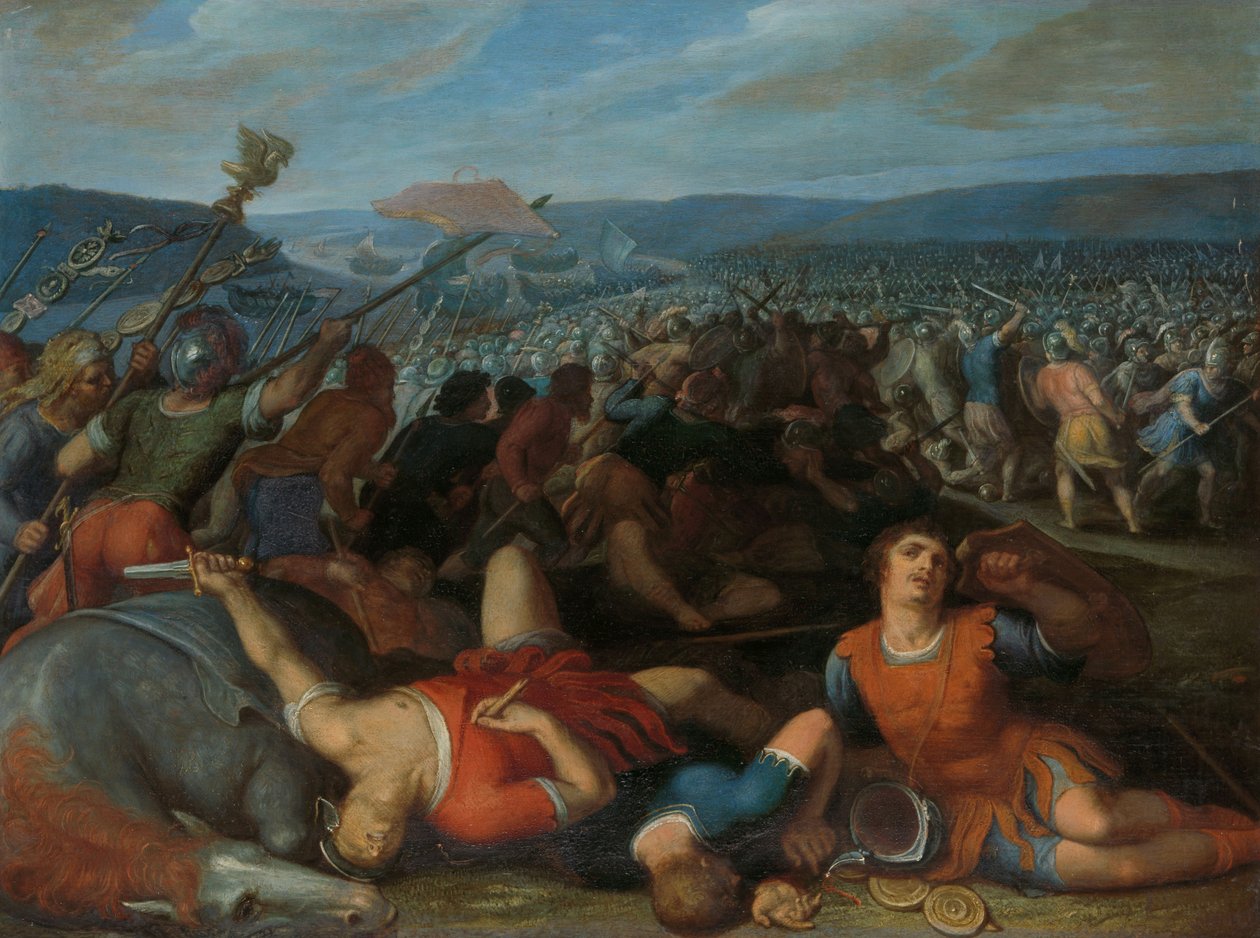 Batawowie pokonują Rzymian nad Renem, 1600-13 autorstwa Otto van Veen