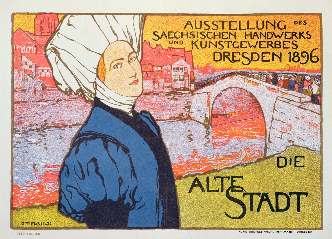 Plakat na wystawę sztuki i rzemiosła w Dreźnie, Niemcy autorstwa Otto Fischer