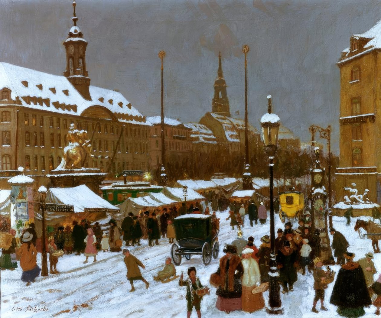 Striezelmarkt na Neustädter Markt autorstwa Otto Fritzsche