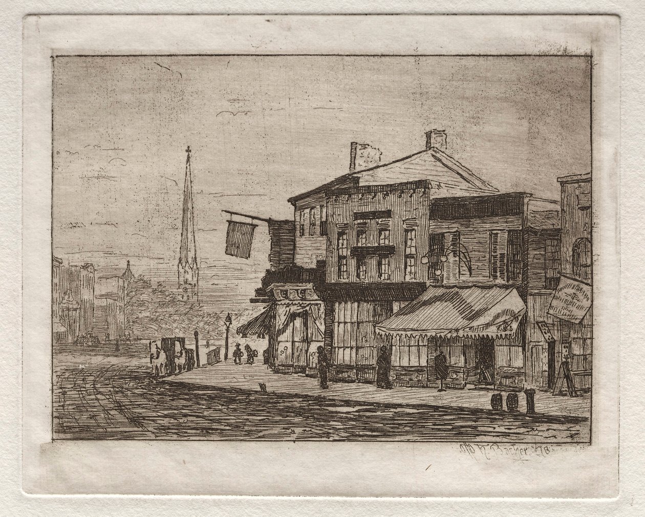 Cleveland, Woodland Avenue i Eagle Street, 1878. autorstwa Otto H. Bacher