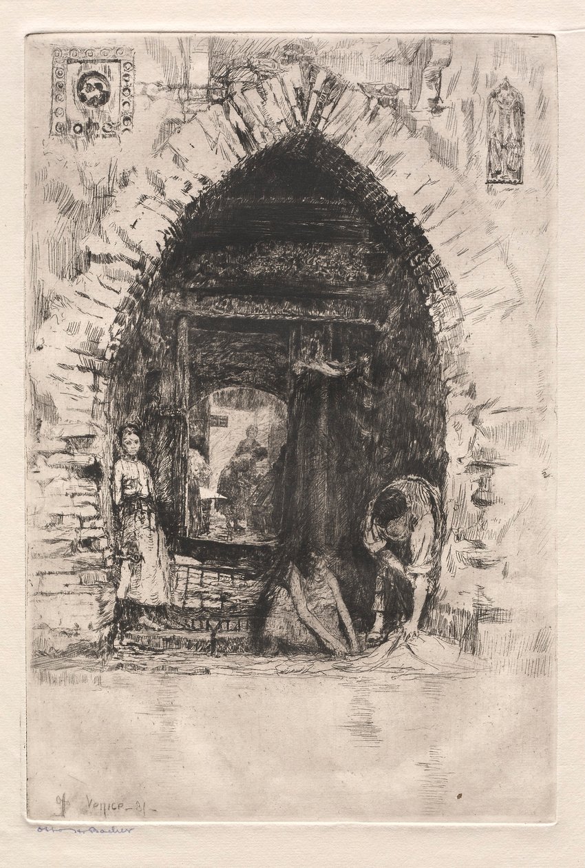 Akwaforty Wenecji: Pralnia, 1881. autorstwa Otto H. Bacher