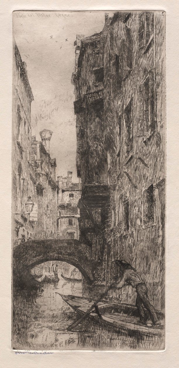 Akwaforty Wenecji: Ponte del Pistor, Wenecja, 1880. autorstwa Otto H. Bacher