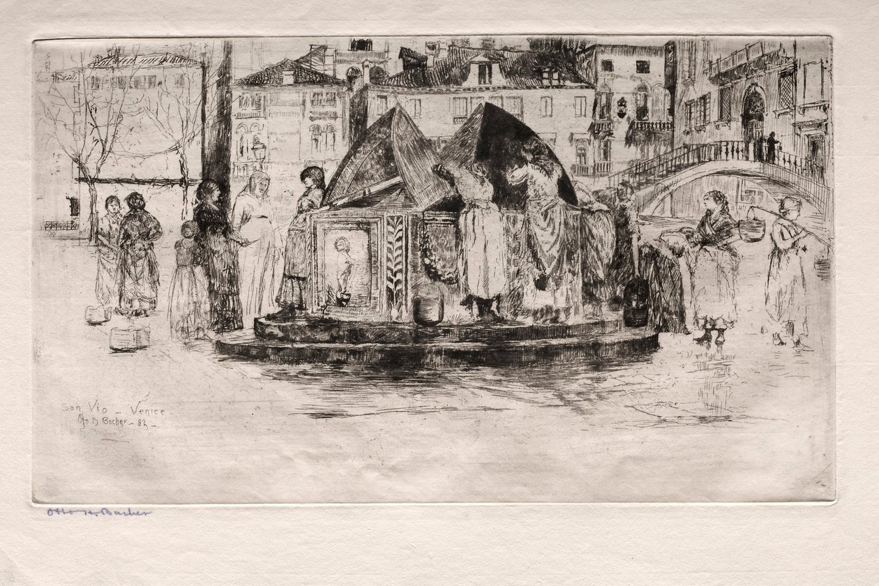 Akwaforty Wenecji: Pozzo San Vio, 1882. autorstwa Otto H. Bacher