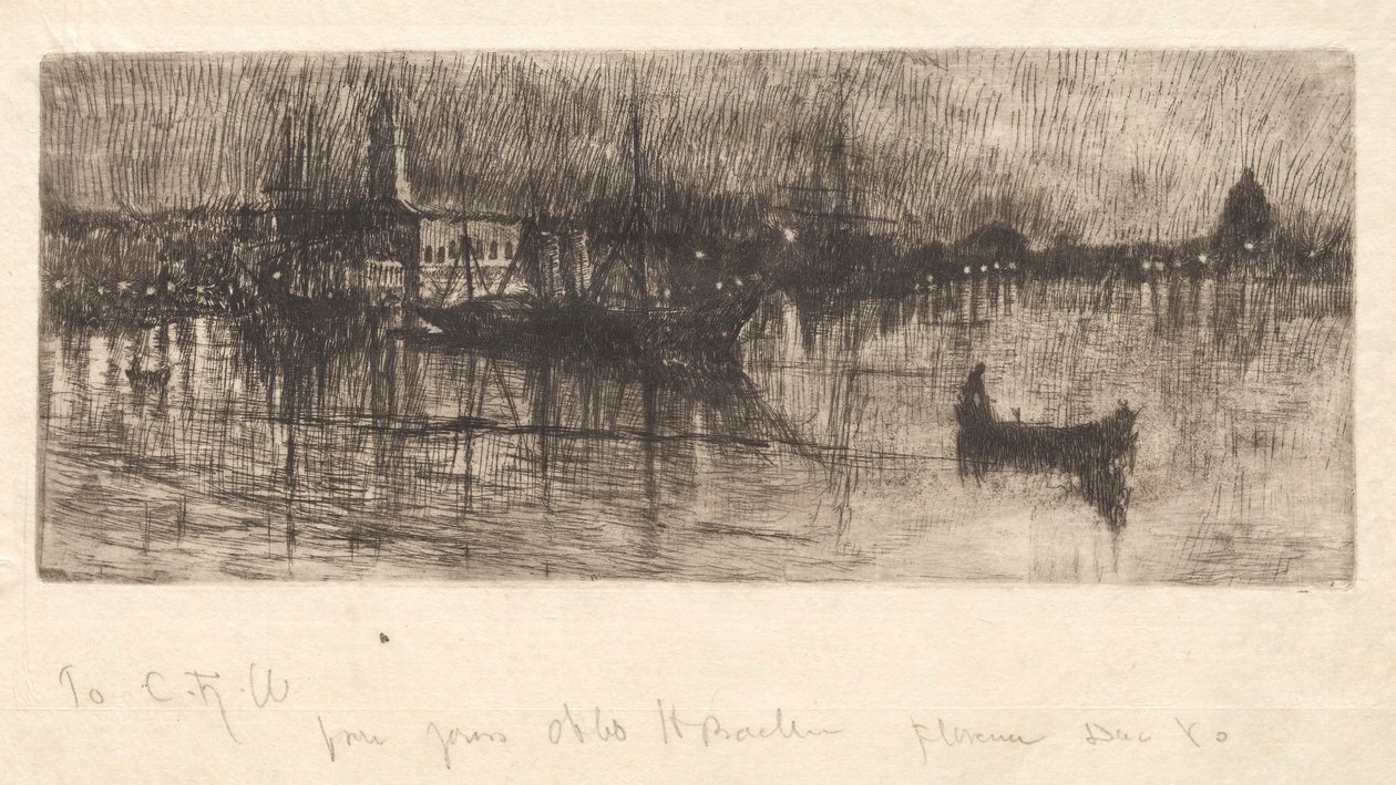 Deszczowa noc, Wenecja, 1880. autorstwa Otto H. Bacher