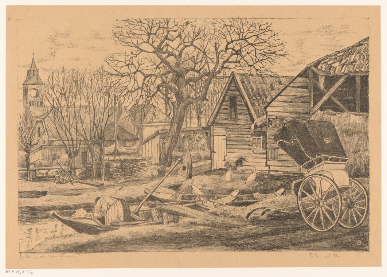 Wioska na wodzie autorstwa Otto Hanrath (signed by artist)