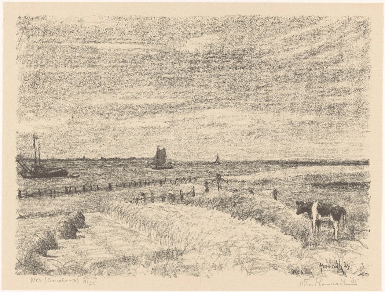 Nes (Ameland) (oryginalny tytuł na obiekcie) autorstwa Otto Hanrath (signed by artist)