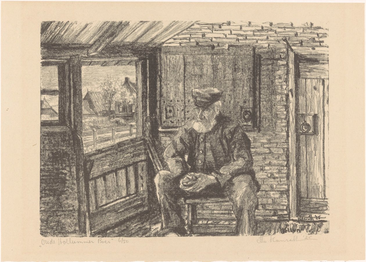 Stary farmer Hollumer (oryginalny tytuł na obiekcie) autorstwa Otto Hanrath (signed by artist)