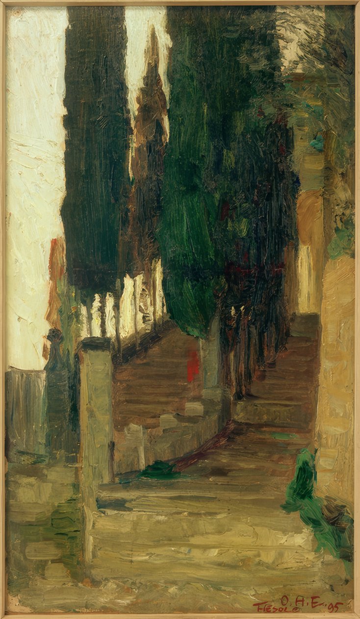 Schody do klasztoru w Fiesole autorstwa Otto Heinrich Engel