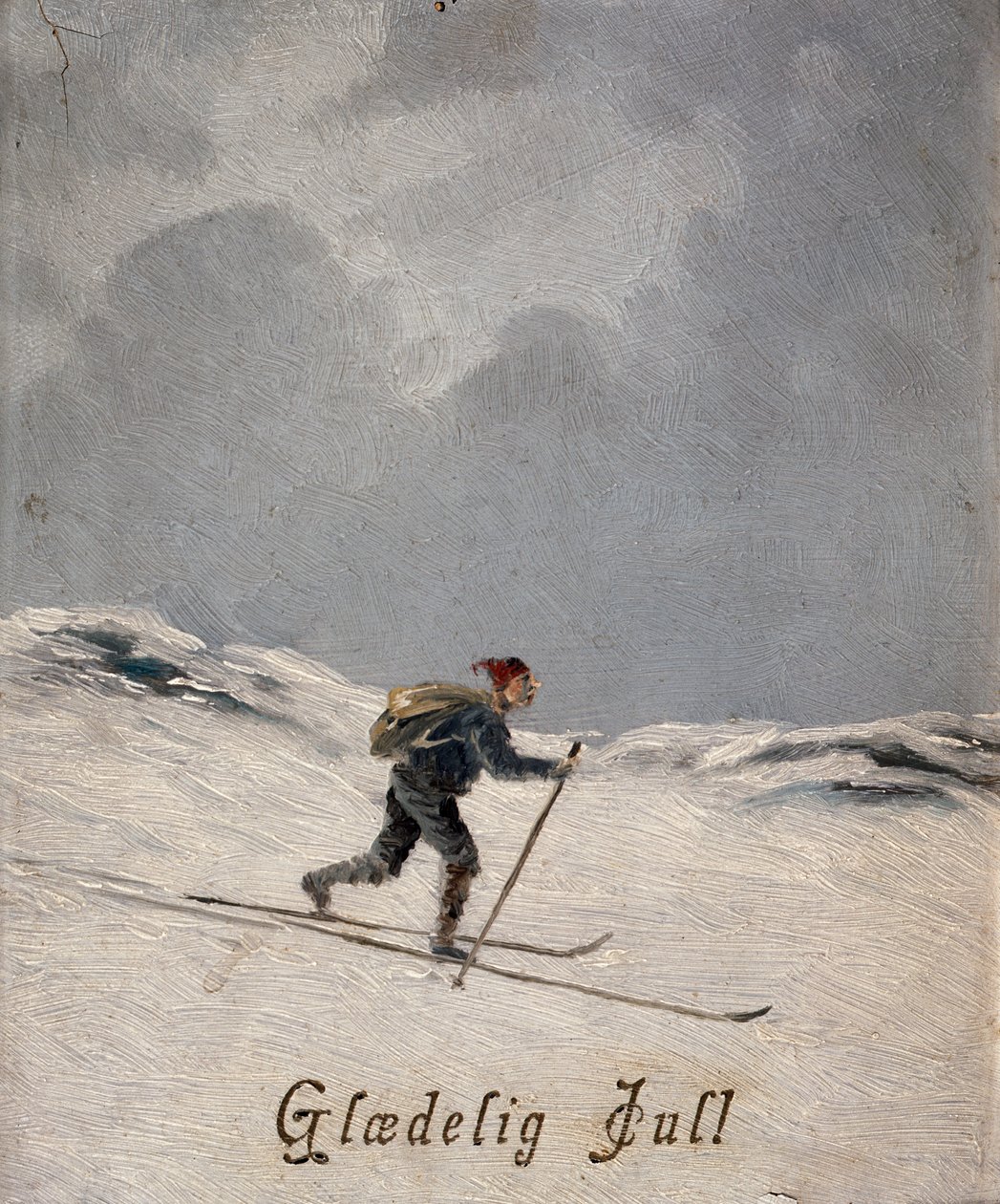 Narciarz (Wesołych Świąt), ok. 1880 autorstwa Otto Henning