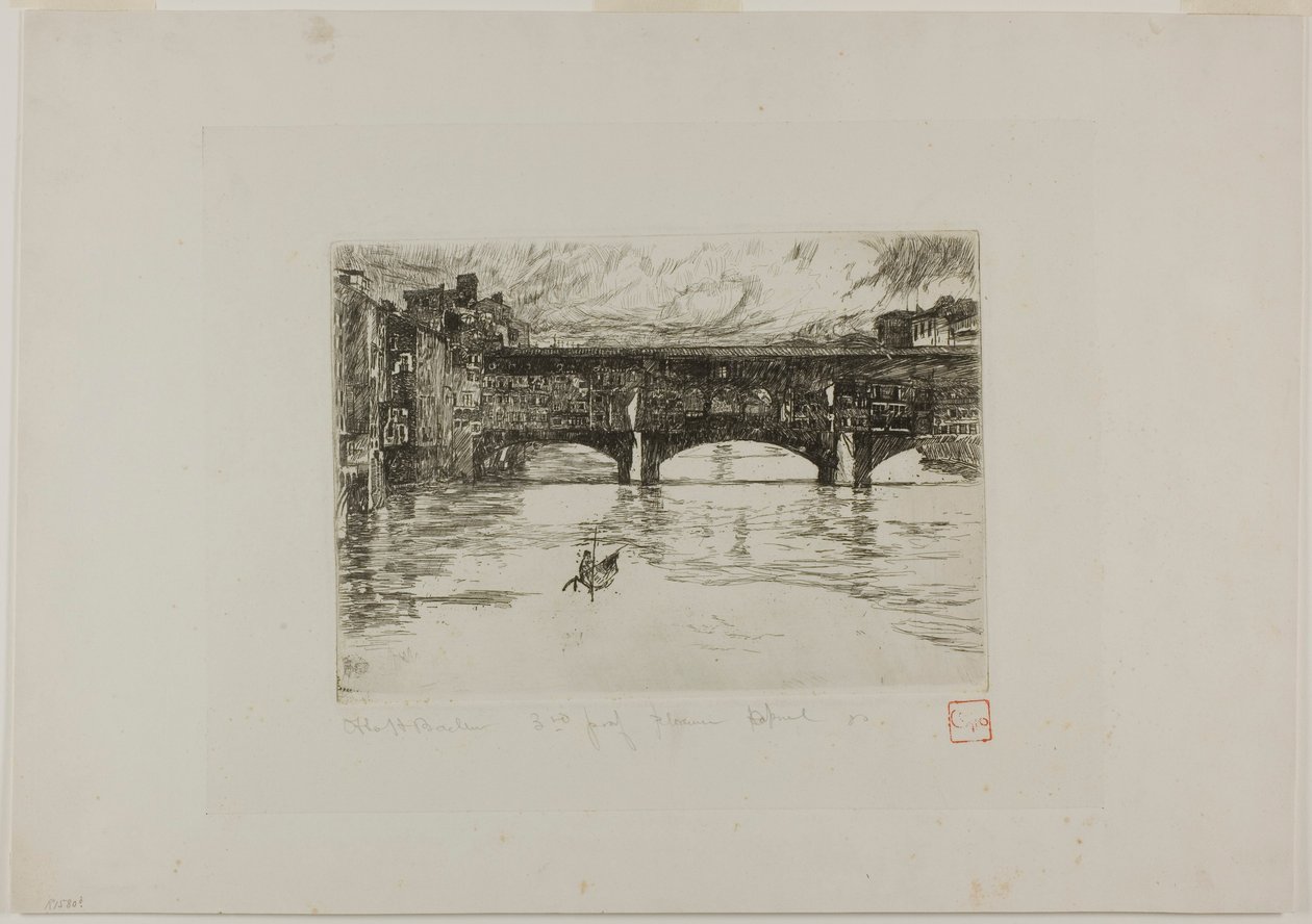 Ponte Vecchio, zniszczony talerz autorstwa Otto Henry Bacher