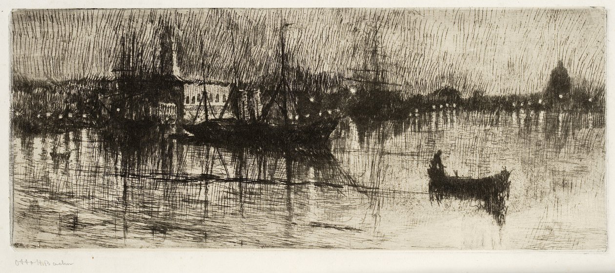 Deszczowa noc, ok.1880-82 (trawienie i sucha igła) autorstwa Otto Henry Bacher