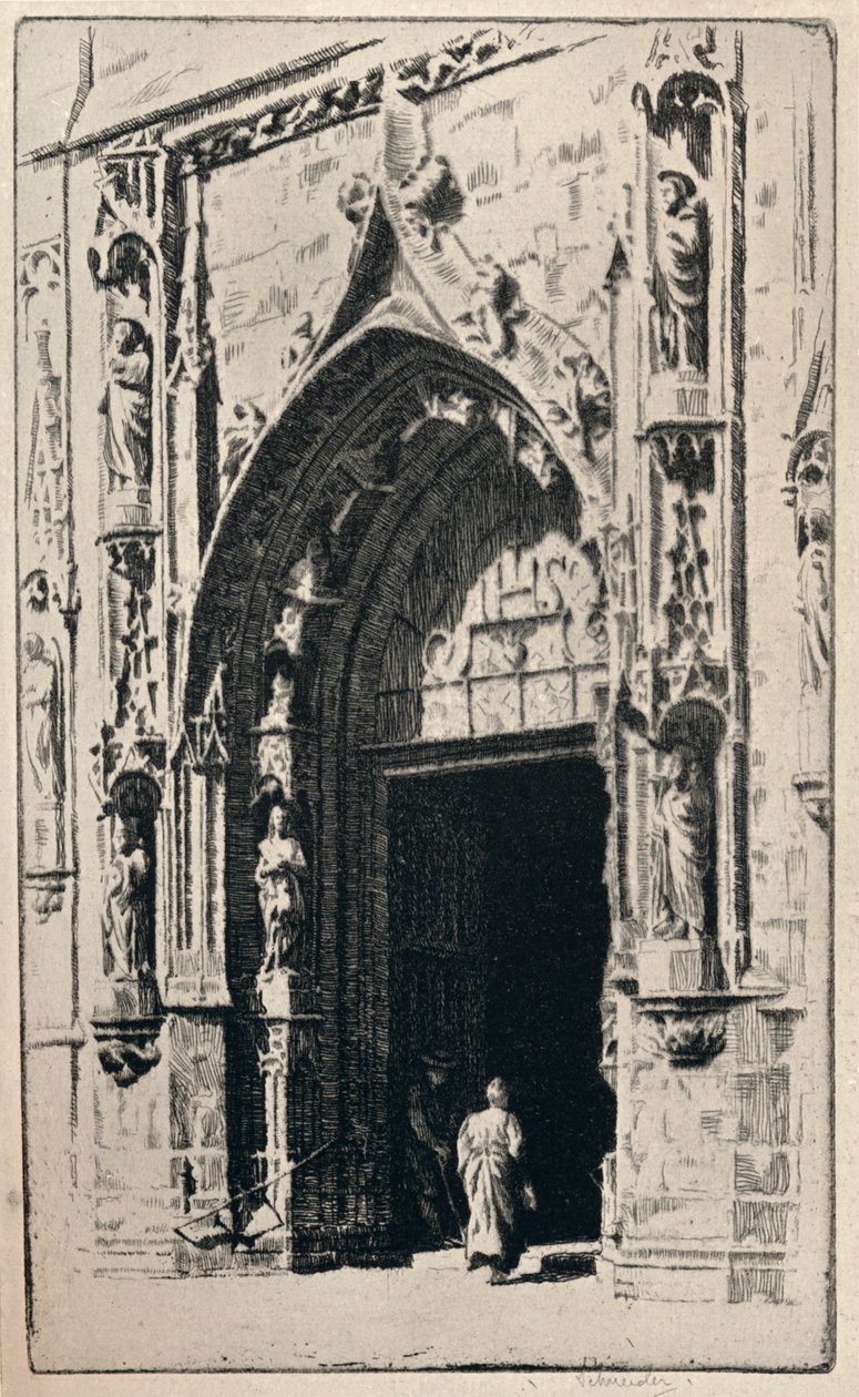„Wejście do kościoła St Nicholas-des-Champs”, 1915 autorstwa Otto J Schneider