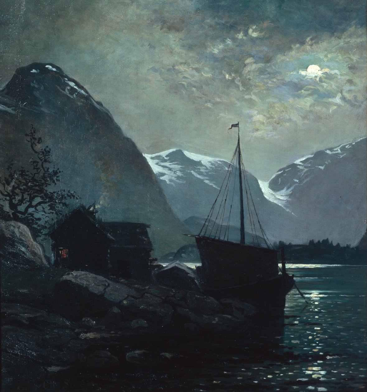 Wieczór w Vestlandsfjord (olej na płótnie) autorstwa Otto Ludvig Sinding