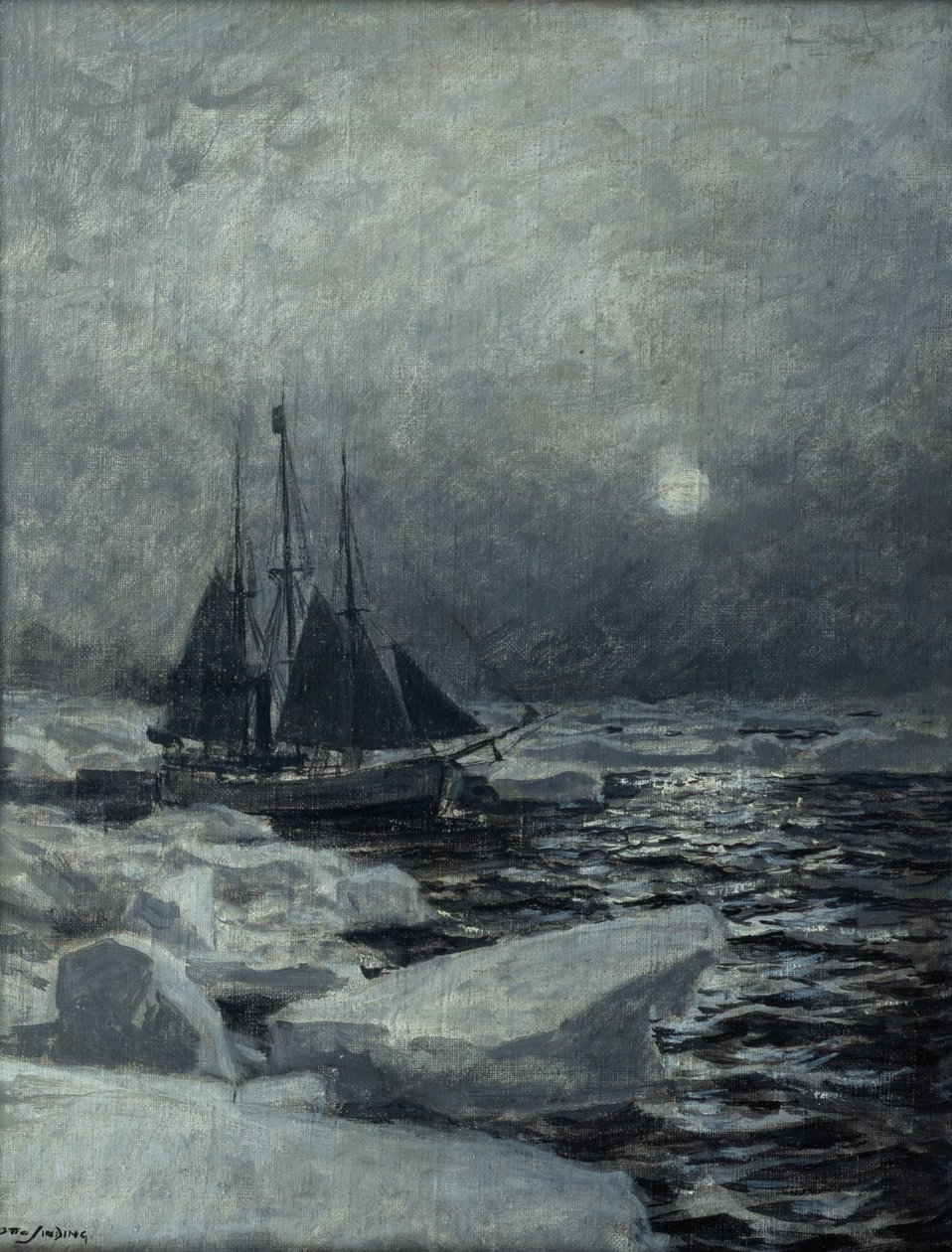 Fram w Oceanie Arktycznym (olej na płótnie) autorstwa Otto Ludvig Sinding