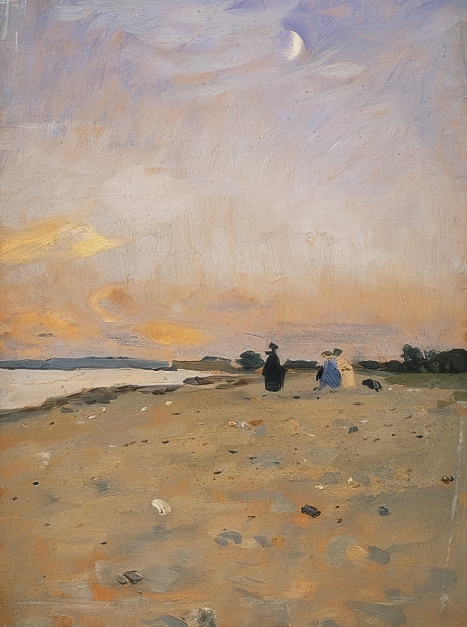 Krajobraz rzeki z półksiężycem (krajobraz plaży na Juist). 1885 lub około 1889 autorstwa Otto Modersohn