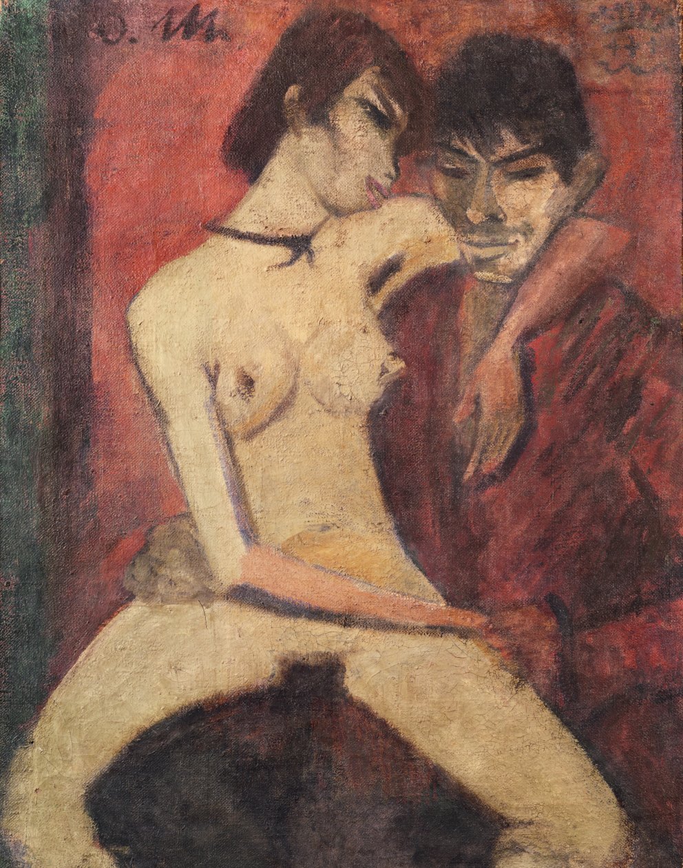 Siedzący Miłośnicy Cyganów, 1922 (patrz 274040 na odwrocie) autorstwa Otto Mueller