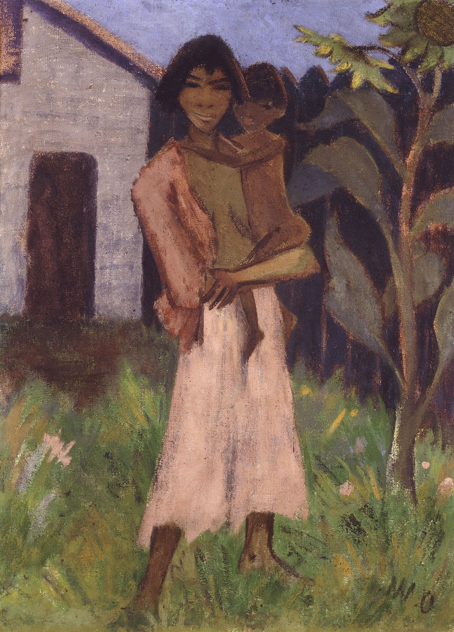 Cygan stojący z dziećmi; Stojąca Cyganka z dzieckiem, 1927 autorstwa Otto Mueller