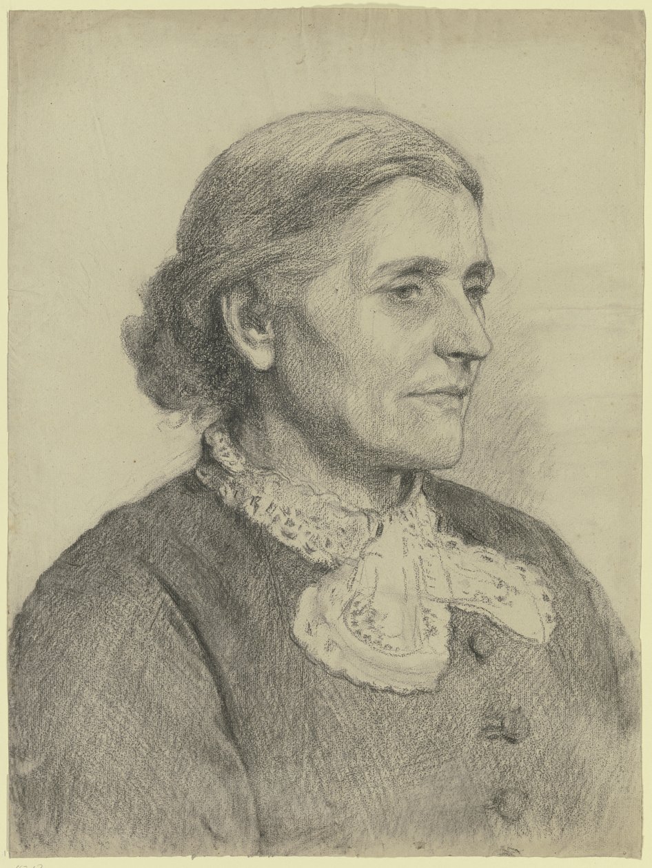 Portret starszej pani zwróconej w prawo autorstwa Otto Scholderer