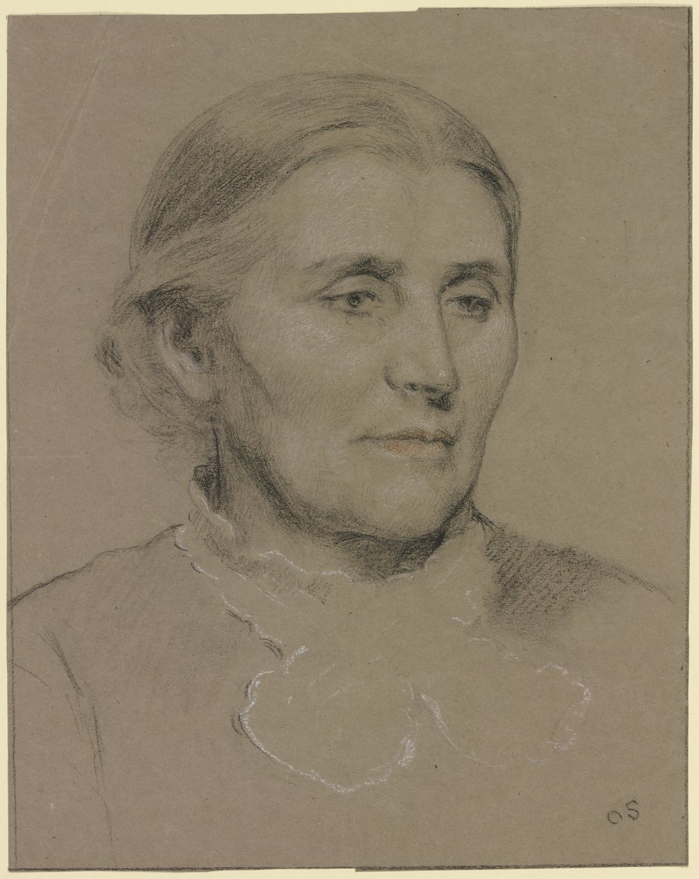 Portret starszej damy zwróconej w prawo autorstwa Otto Scholderer