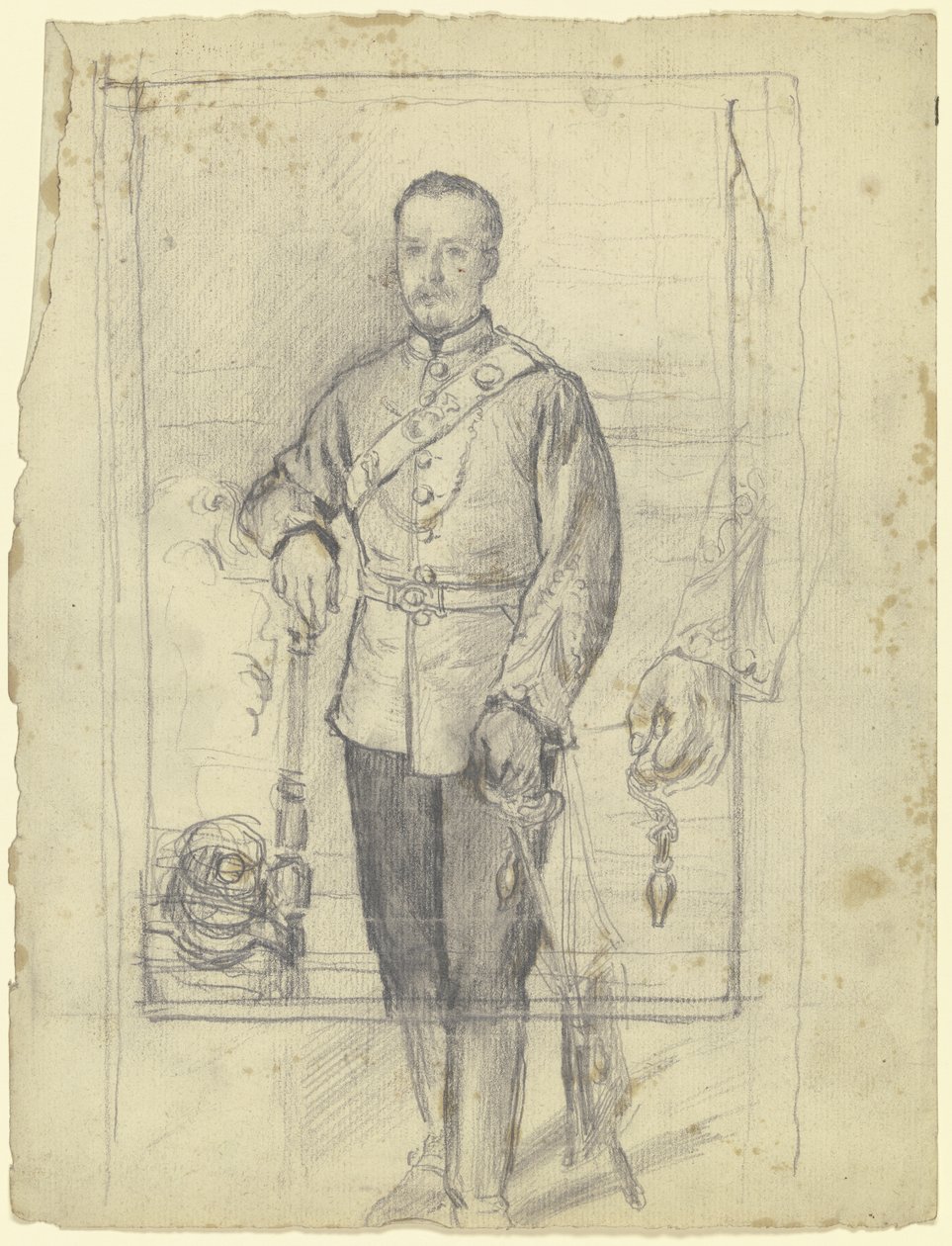 Portret mężczyzny w mundurze autorstwa Otto Scholderer