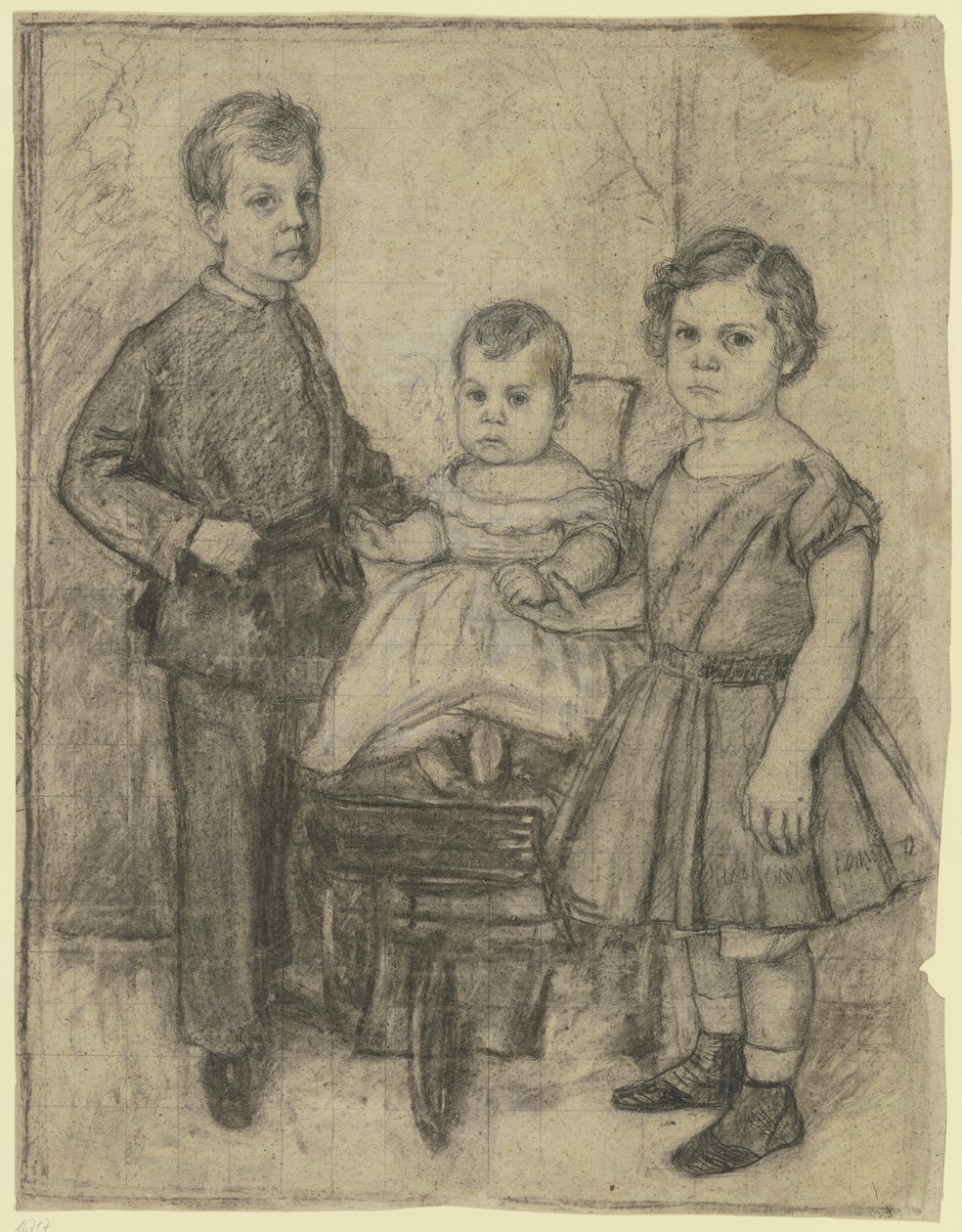 Portret grupowy trójki rodzeństwa autorstwa Otto Scholderer