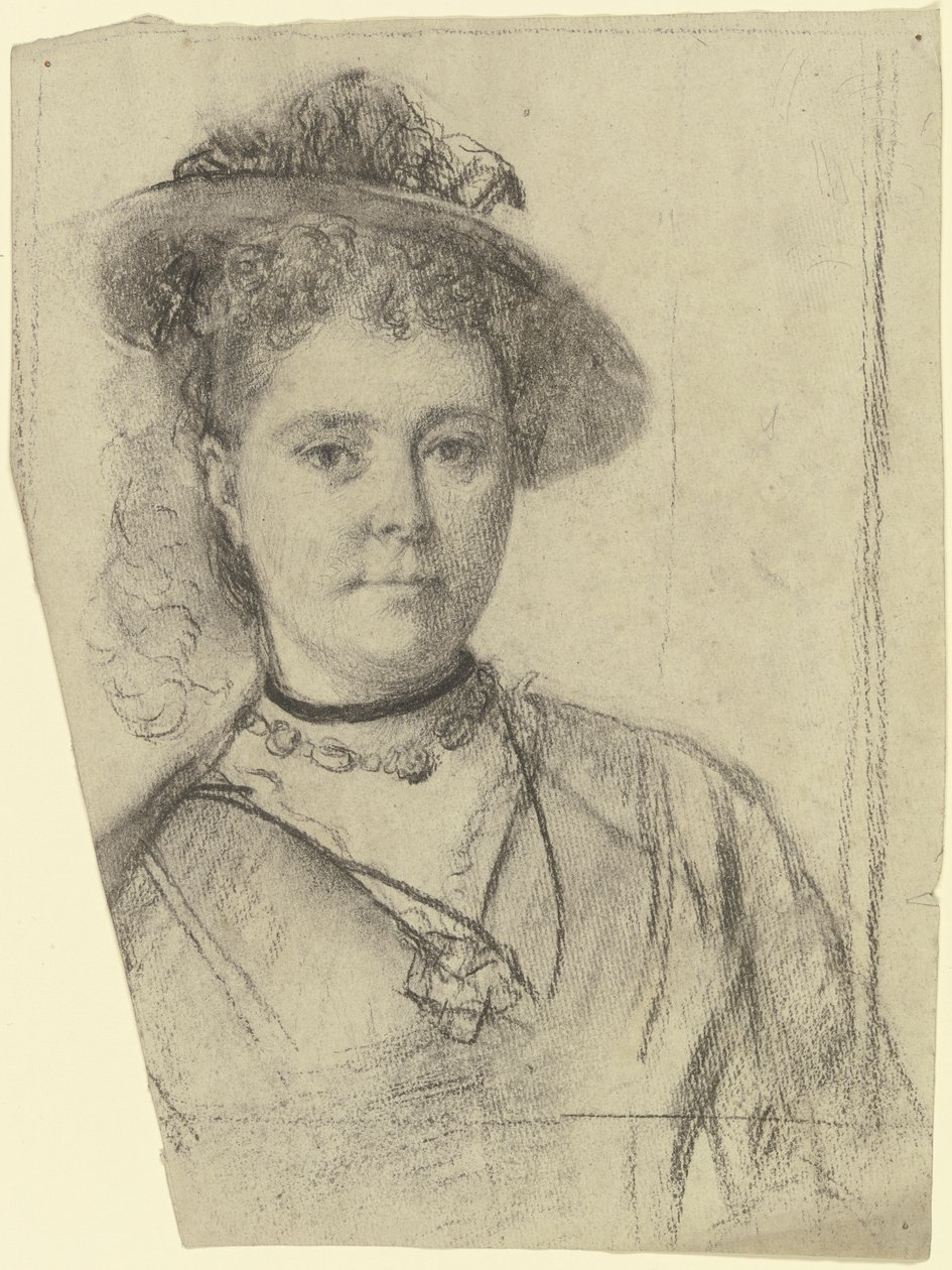 Portret kobiety w kapeluszu autorstwa Otto Scholderer
