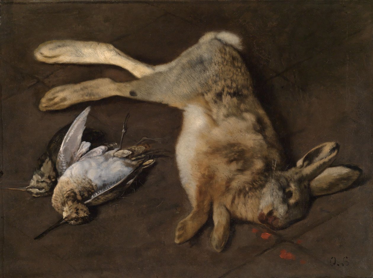Martwa natura ze słonkami i zającem autorstwa Otto Scholderer