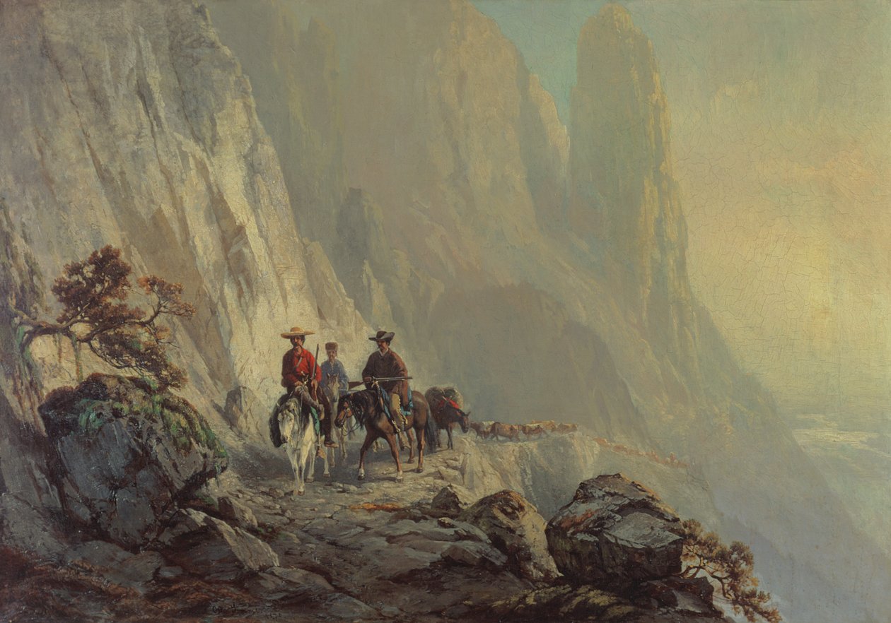 Wzdłuż krawędzi góry, 1870 autorstwa Otto Sommer