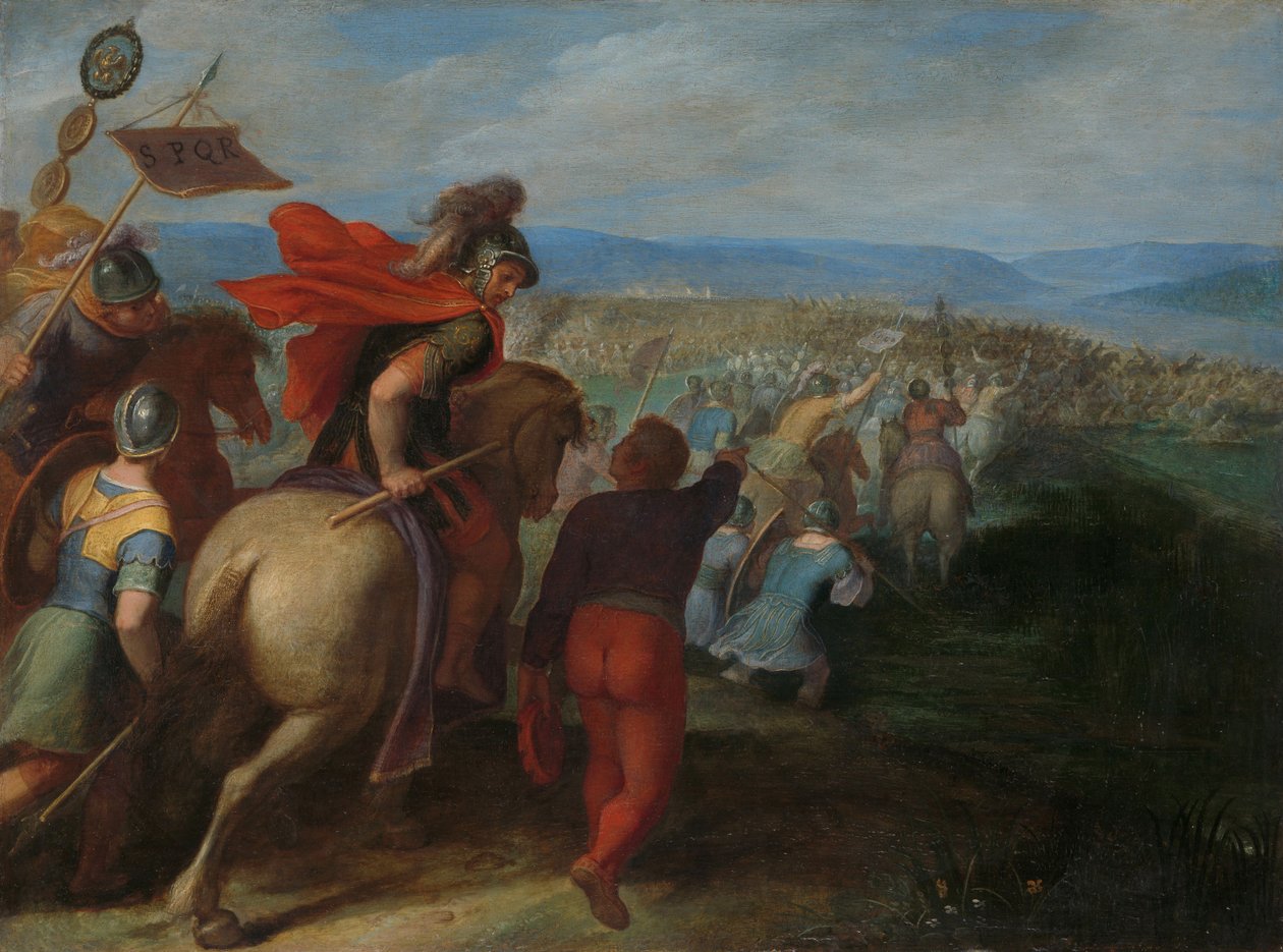 Rzymianie prawie pokonują armię Juliusa Civilisa dzięki zdradzie Batawiana autorstwa Otto van (1556 1629) Veen