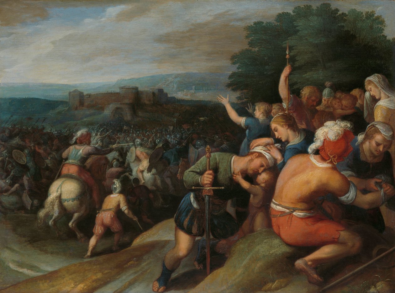 Batawowie otaczają Rzymian w Vetera Claudius Civilis blokuje Rzymian w Vetera Castra jeden z serii dwunastu o powstaniu Batawów przeciwko Rzymianom autorstwa Otto van Veen