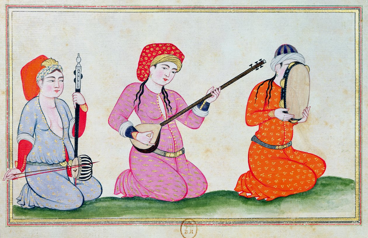 Muzycy, z „Strój dworski i miasta Konstantynopola”, 1720 autorstwa Ottoman School
