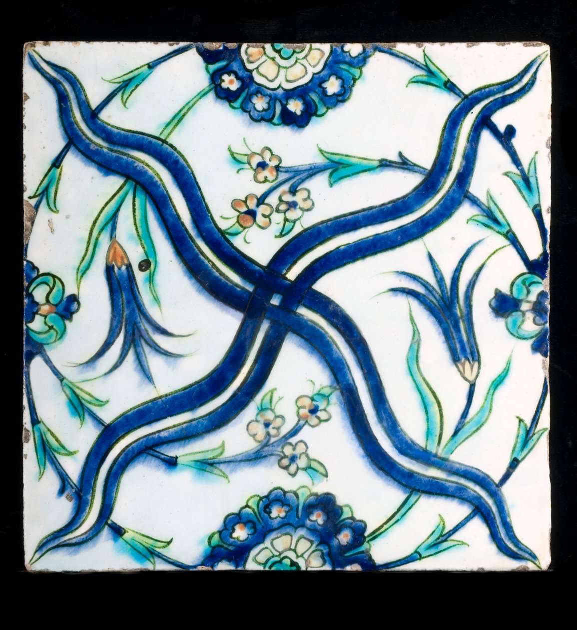 Płytka ceramiczna Tekfur z XVII wieku autorstwa Ottoman School