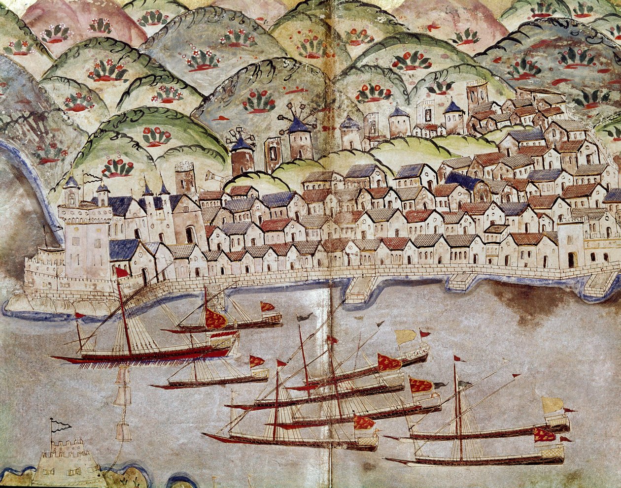 Sztuka osmańska: widok Marsylii, Francja Miniatura autorstwa Ottoman School