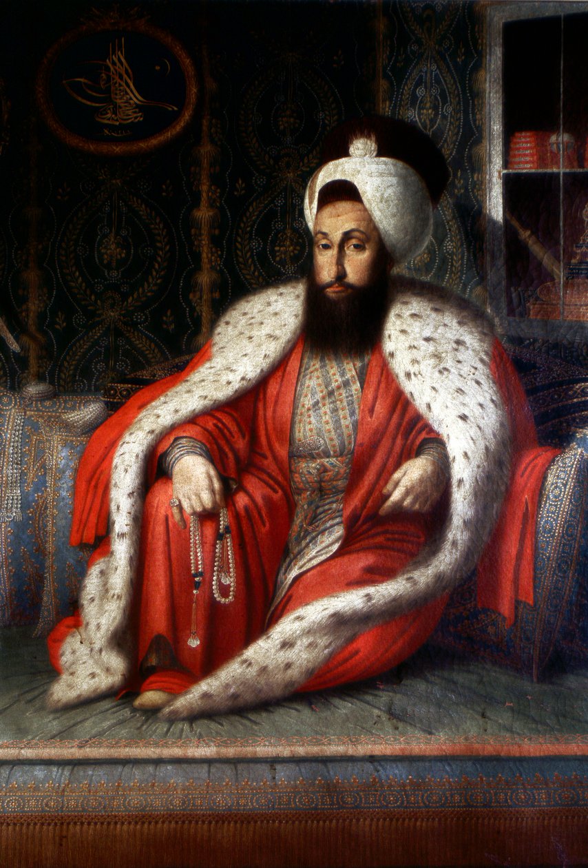Imperium Osmańskie: „Publiczność sułtana Selima III”. 1803. Olej na płótnie – Constantine Capidagli. Najlepsza biblioteka Sarayi w Stambule autorstwa Ottoman School