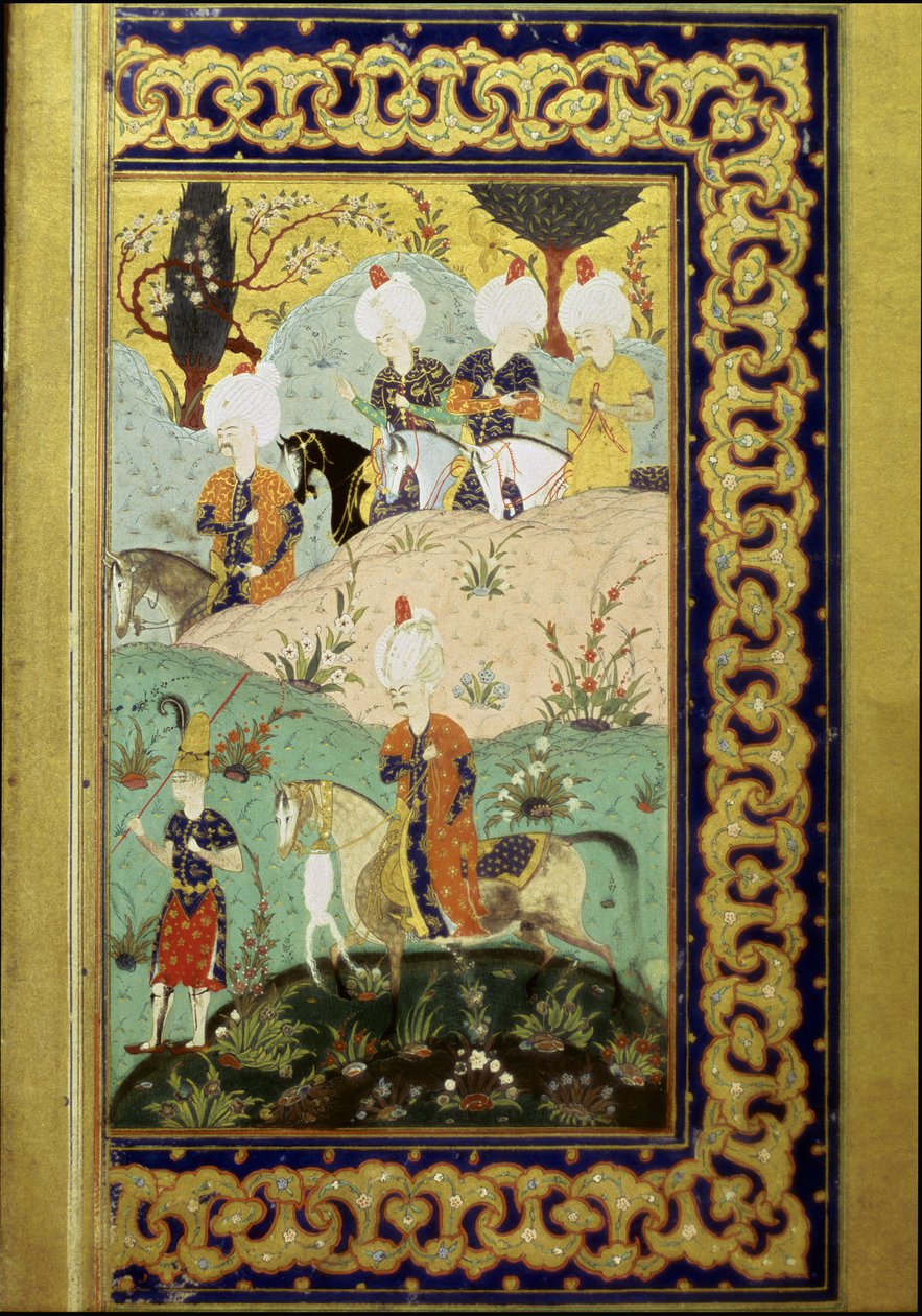 Imperium Osmańskie: reprezentacja sułtana Selima I zwanego Groźnym (1470-1520) na koniu. Miniatura z „Diwan” (zbiór wierszy) sułtana Selima I. (Ms. FY1330, k. 27) XVI wiek. Stambuł, Biblioteka Uniwersytecka autorstwa Ottoman School