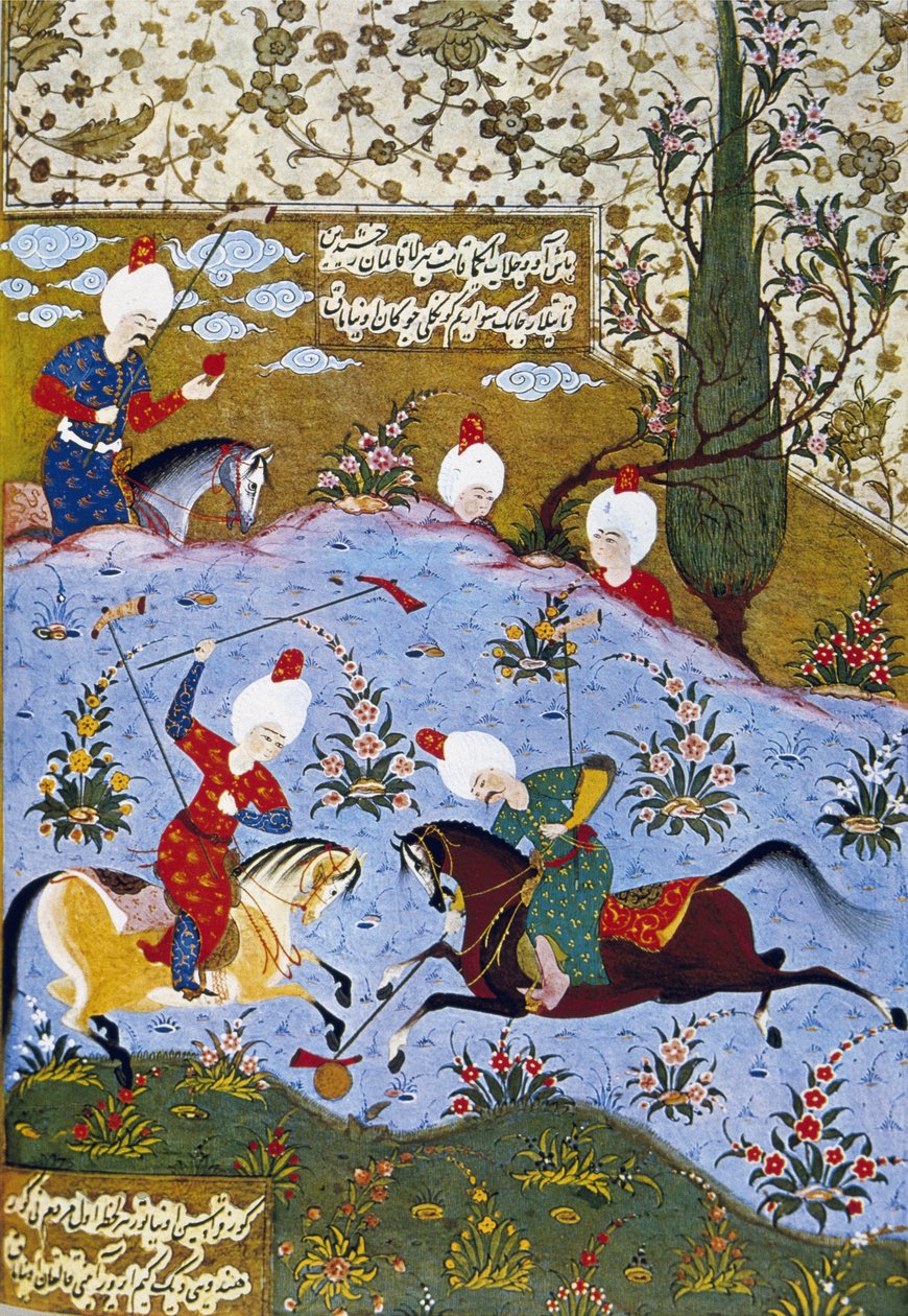 Książę grający w polo, ilustracja z Divan-i Nevai, zebrane wiersze Ali Sir Nevai autorstwa Ottoman School