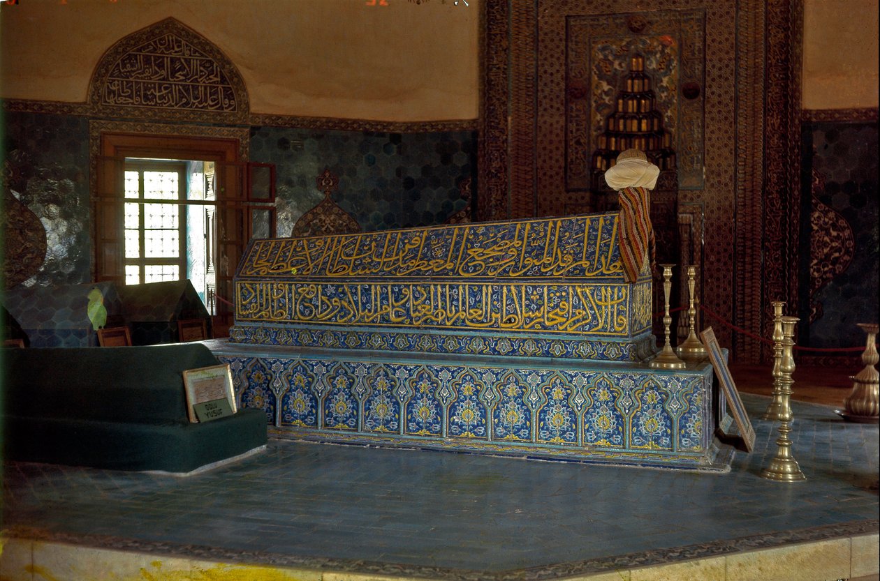 Grób sułtana Mehmeta Celebi I w zielonym mauzoleu autorstwa Ottoman School