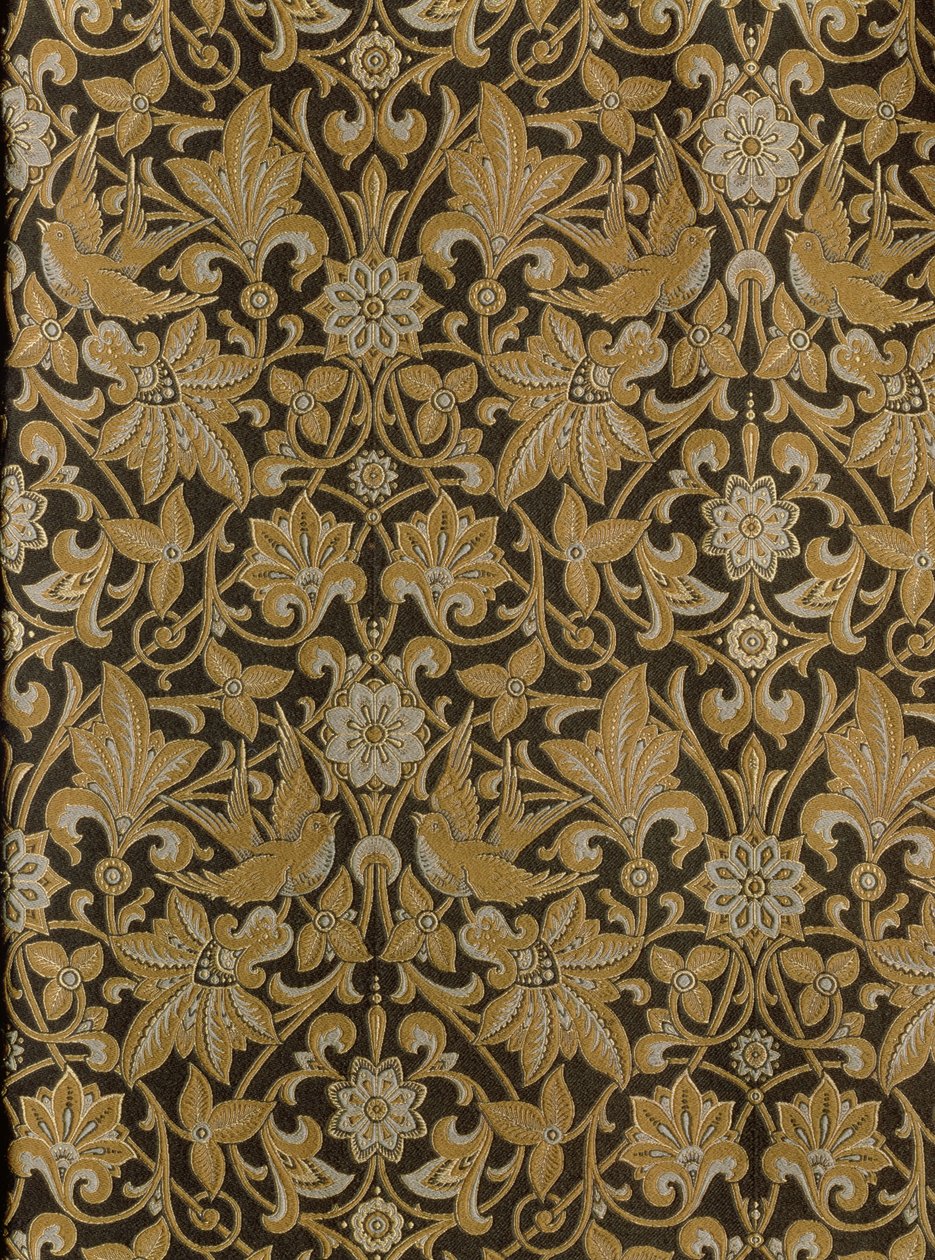 Chandos, zaprojektowany w 1868, wyprodukowany w 1873 przez Warner & Sons (tkany jedwab, bawełna i wełna) autorstwa Owen Jones