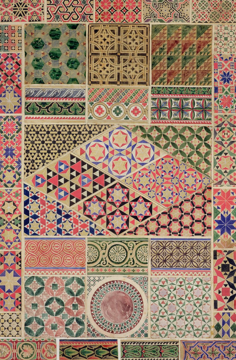 „Gramatyka ornamentu”, rozdział VII, płyta XXX: bizantyjski ornament, mozaiki i dekoracja bruku, 1868 autorstwa Owen Jones