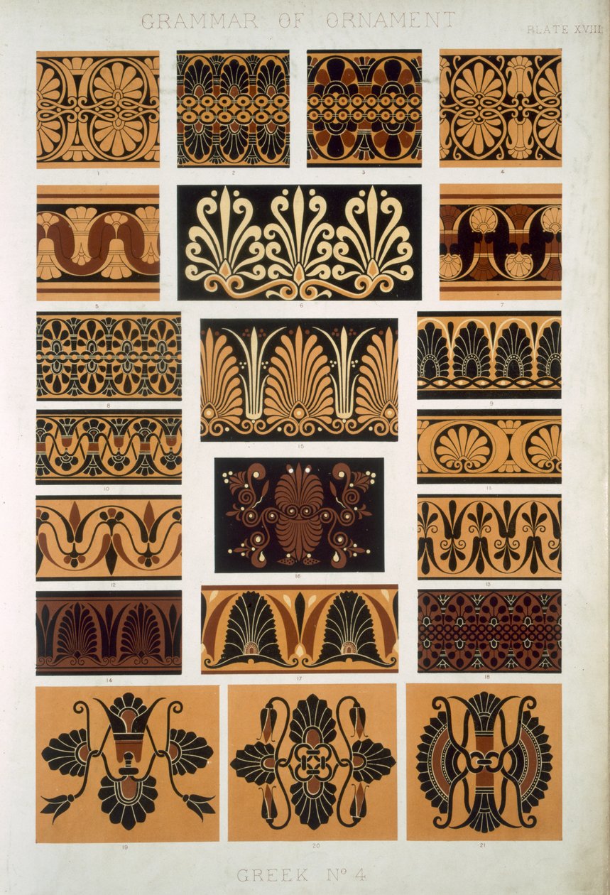 Grek nr 4, tablica XVIII, z „Gramatyki ornamentu” Owena Jonesa (1807-68) autorstwa Owen Jones