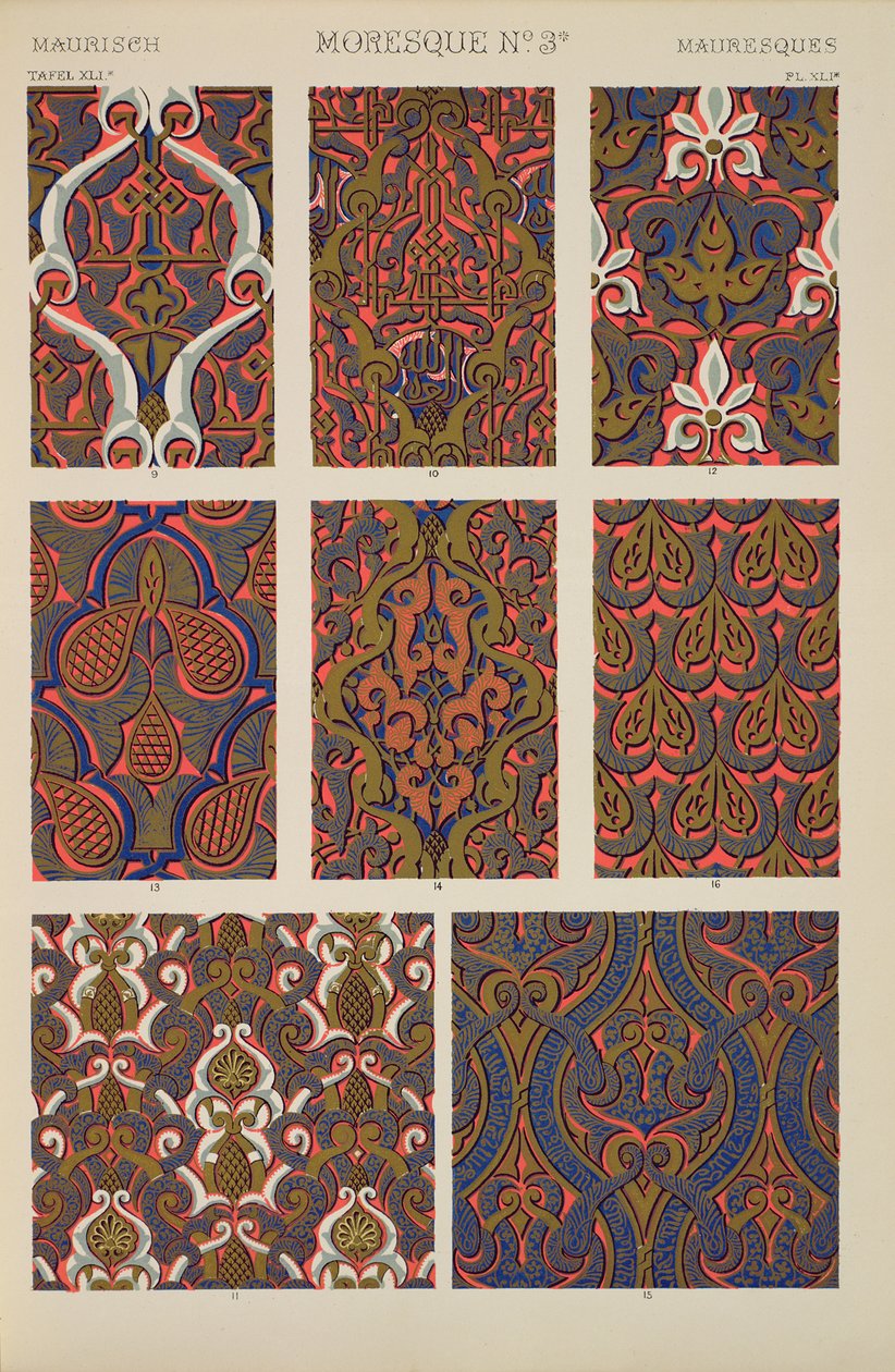 Ornament moreski z rozdz. X, plansza XLI "Gramatyki ornamentu", 1868 autorstwa Owen Jones