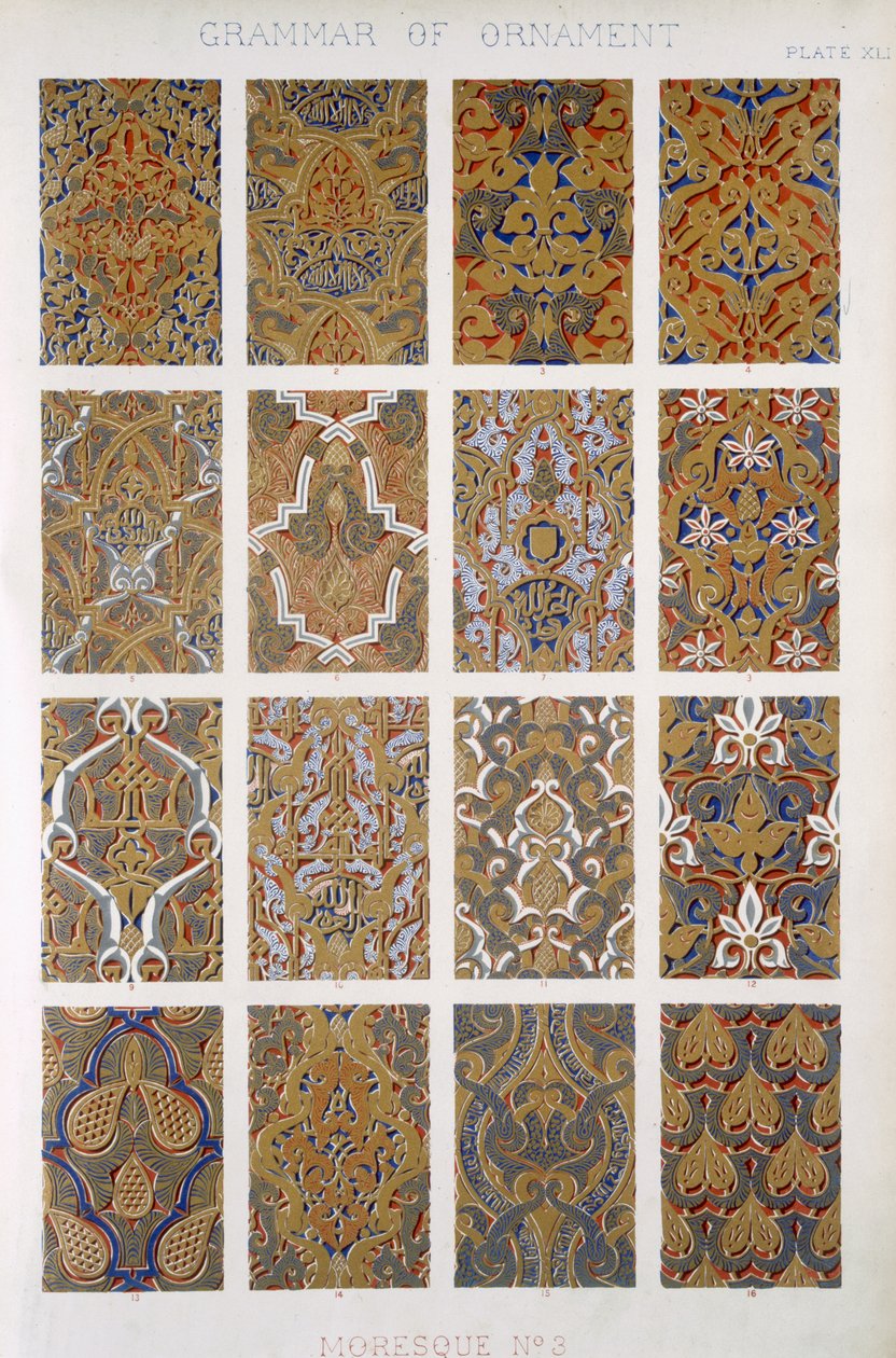 Moresque nr 3, płyta XLI, z „Gramatyki ornamentu” Owena Jonesa (1809-68) autorstwa Owen Jones