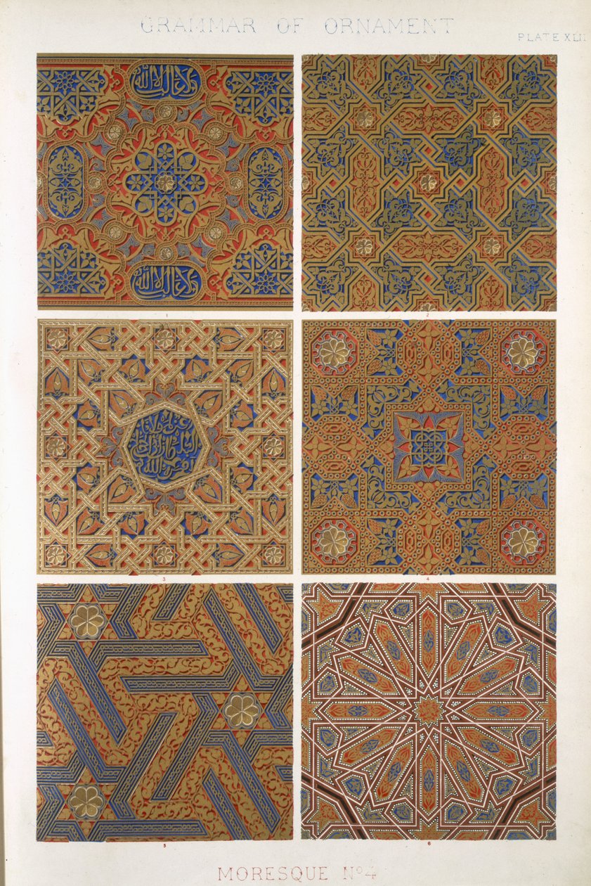 Moresque nr 4, płyta XLII, z „Gramatyki ornamentu” Owena Jonesa (1809-68) autorstwa Owen Jones