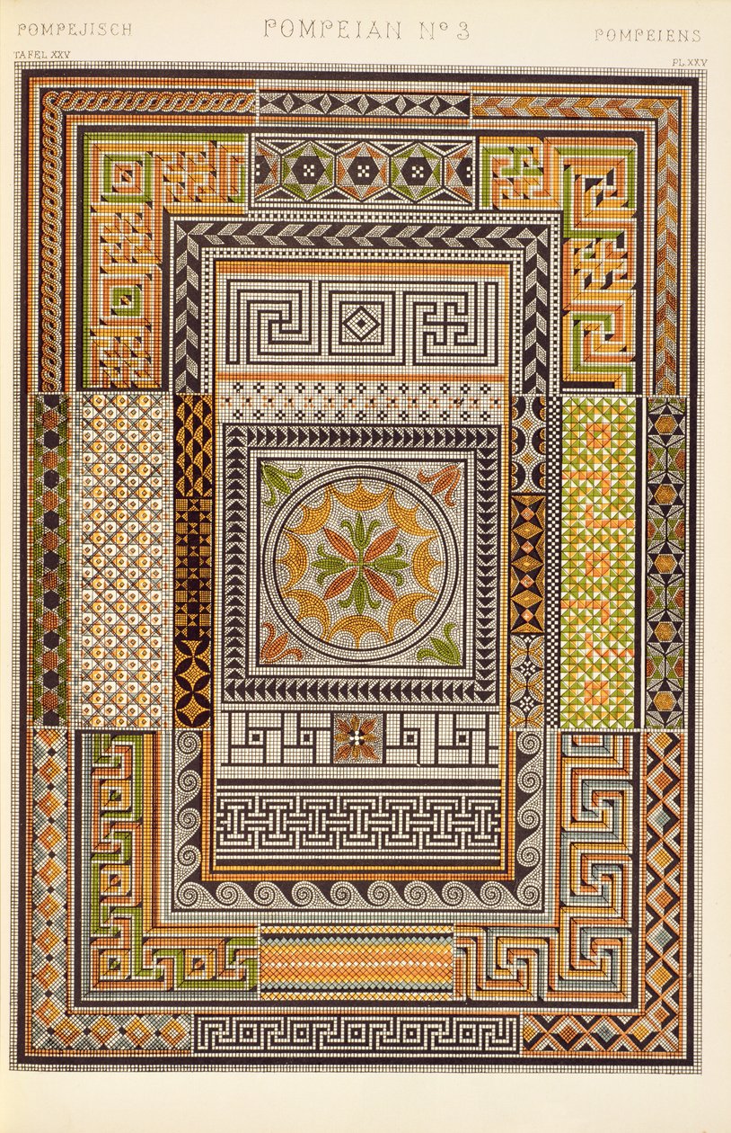 Ornament pompejański z rozdz. V, plansza XXV "Gramatyki ornamentu", 1868 autorstwa Owen Jones